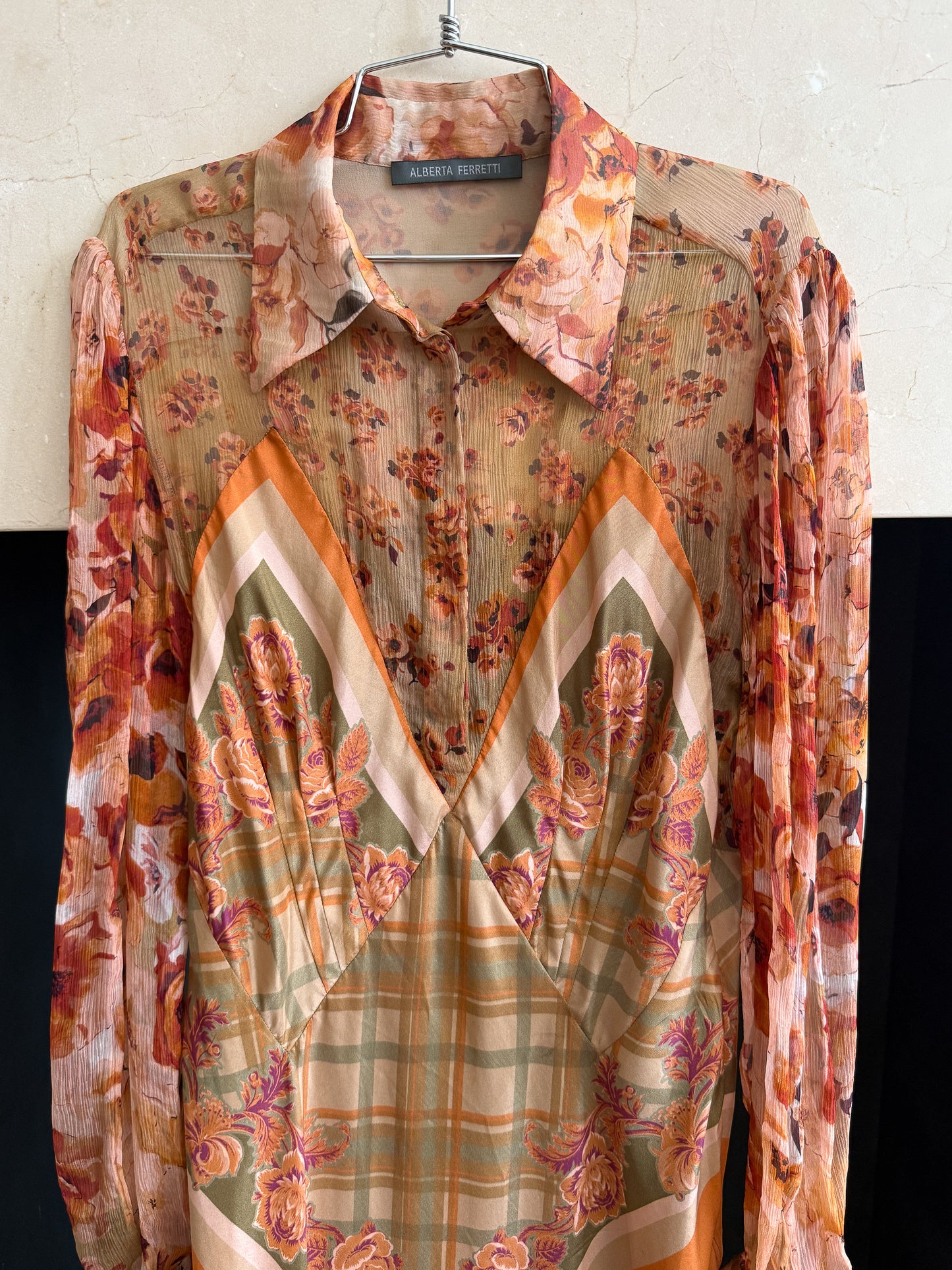 Alberta Ferretti Floral Scarf-Print Dress