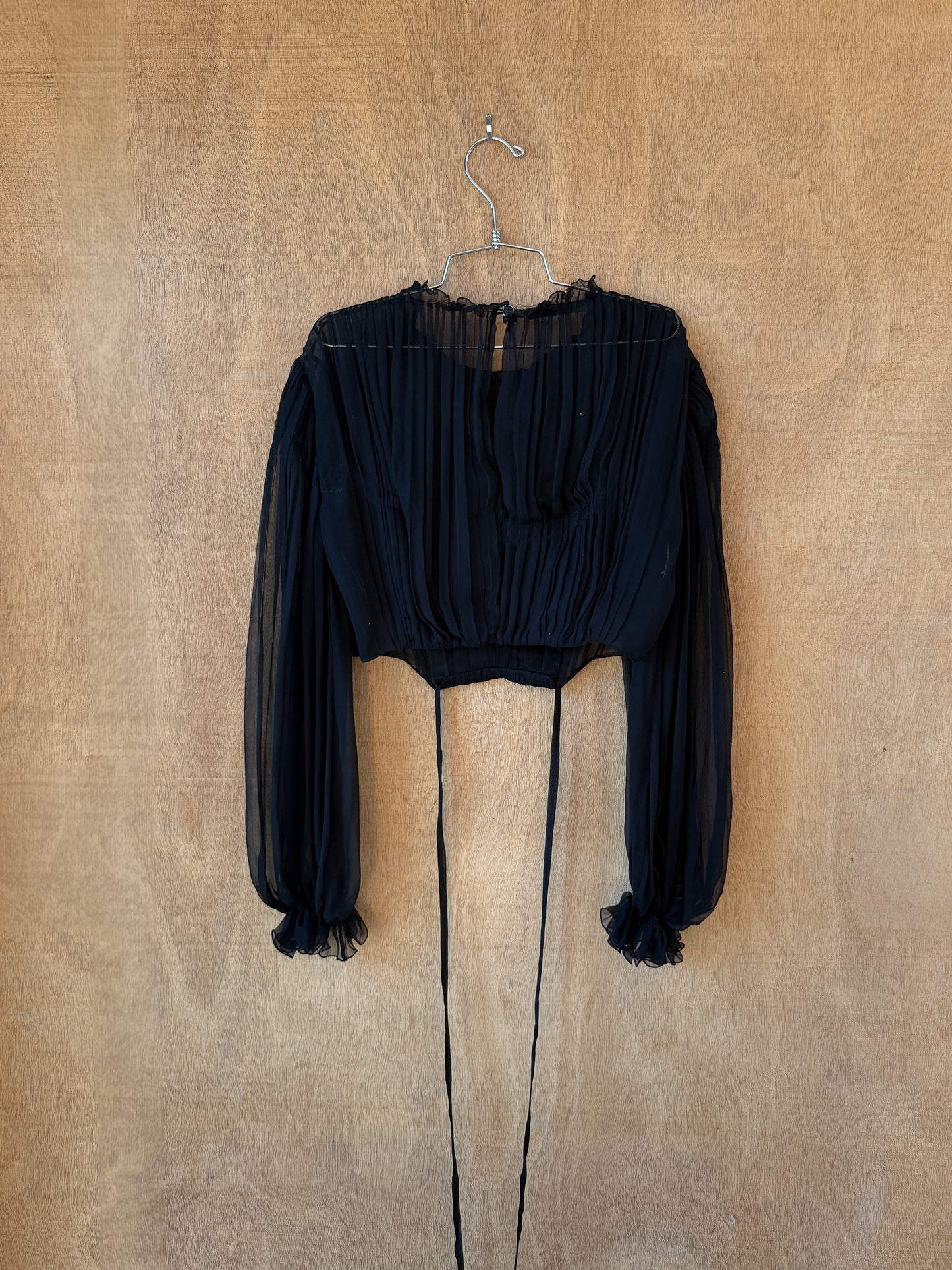 Alberta Ferretti Silk Chiffon Pleated Blouse