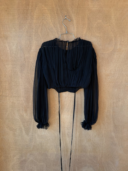 Alberta Ferretti Silk Chiffon Pleated Blouse