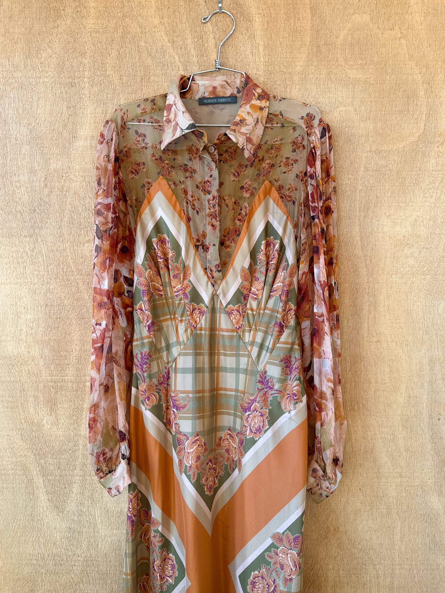Alberta Ferretti Floral Scarf-Print Dress