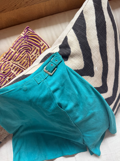 Blumarine Suede Turquoise Skirt