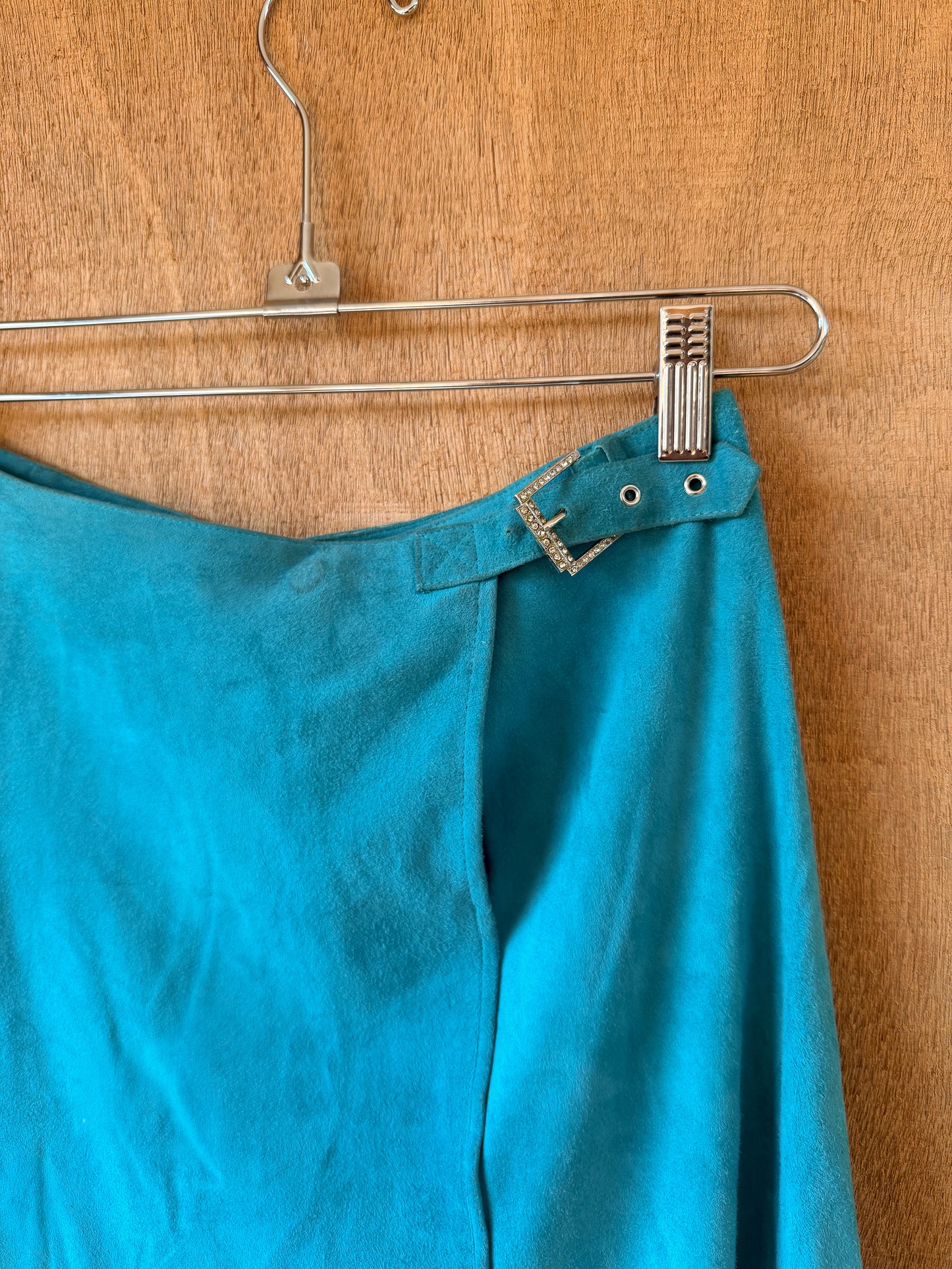Blumarine Suede Turquoise Skirt