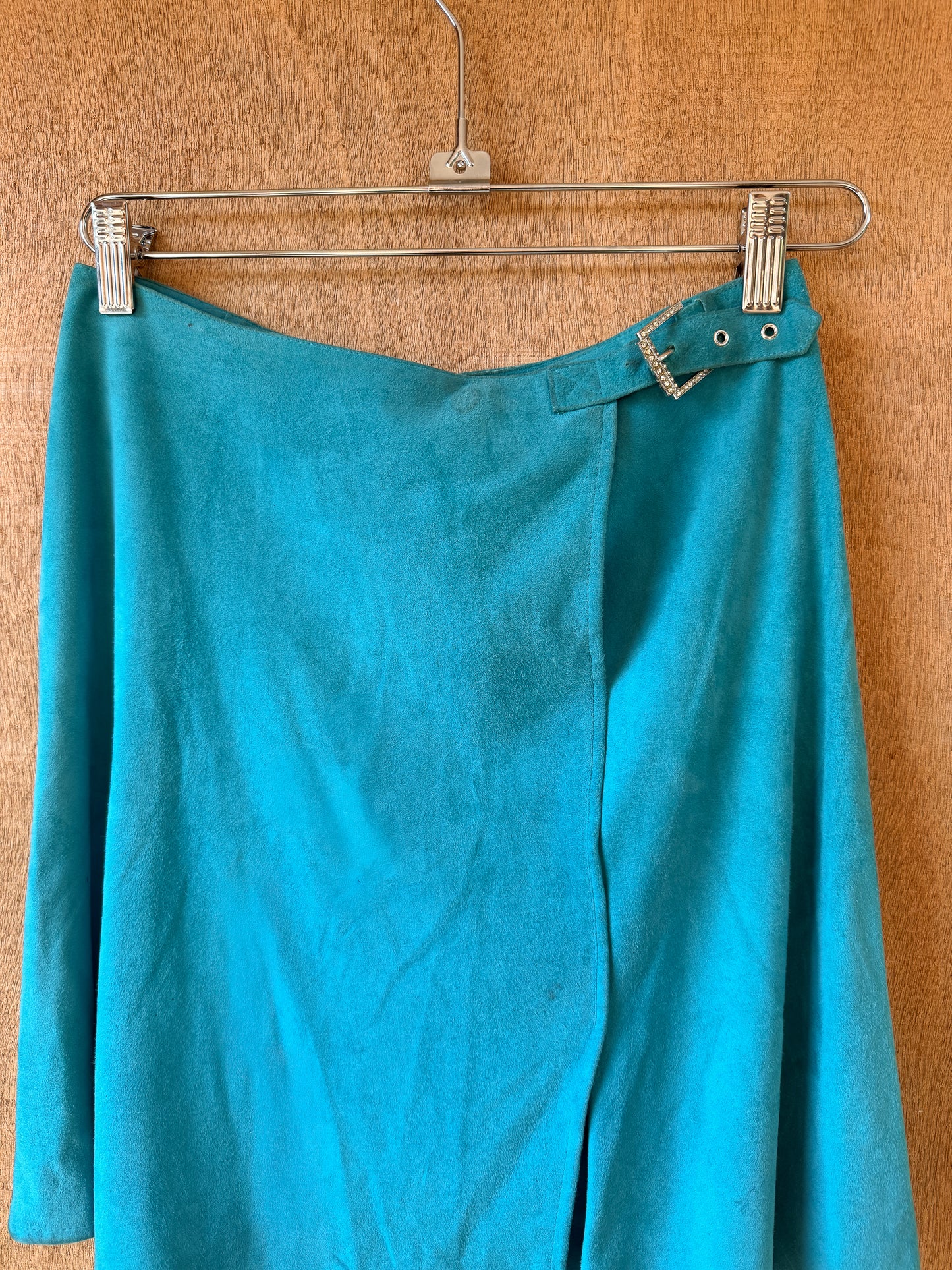 Blumarine Suede Turquoise Skirt