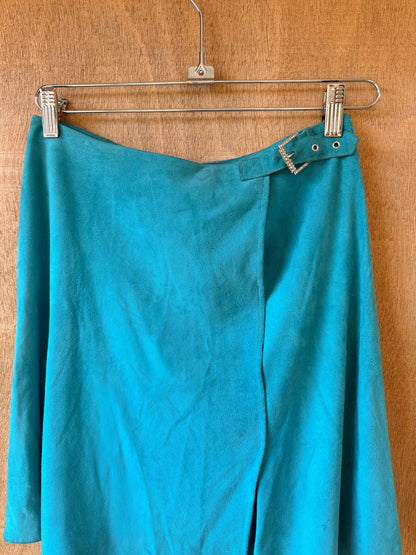 Blumarine Suede Turquoise Skirt