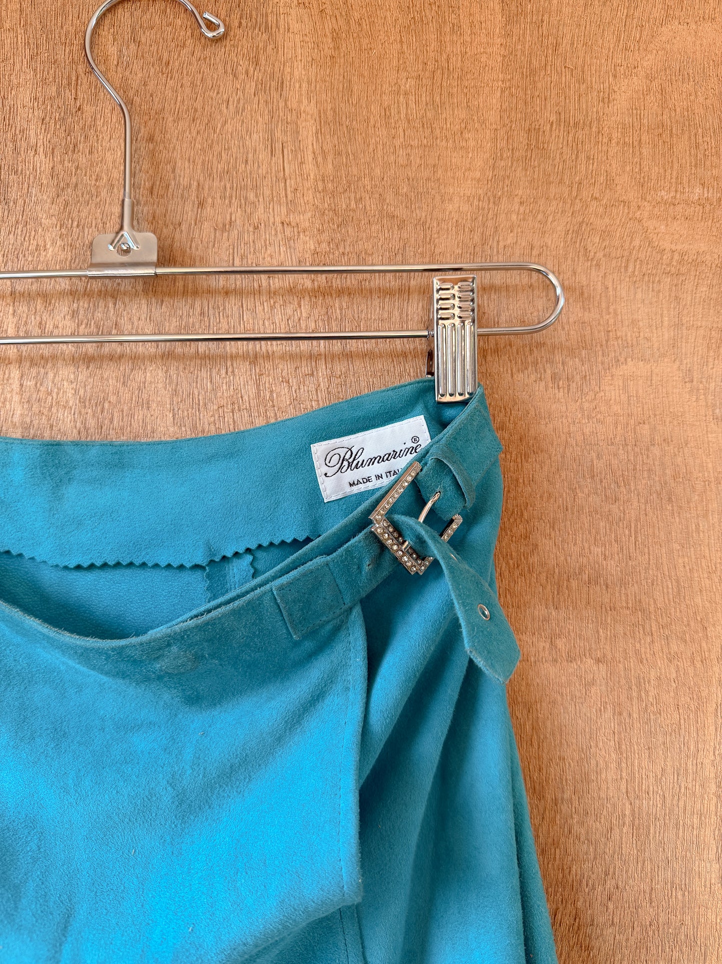 Blumarine Suede Turquoise Skirt
