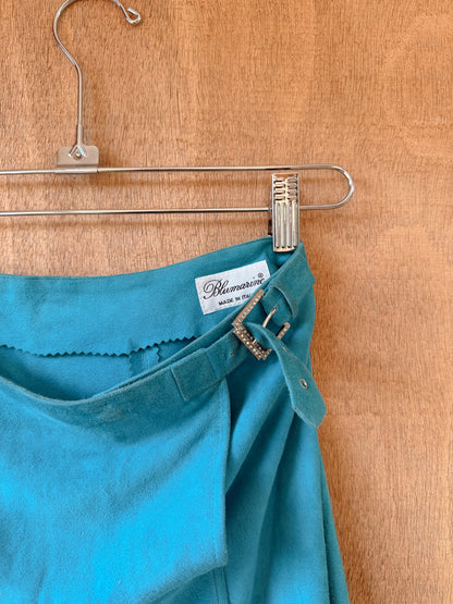 Blumarine Suede Turquoise Skirt