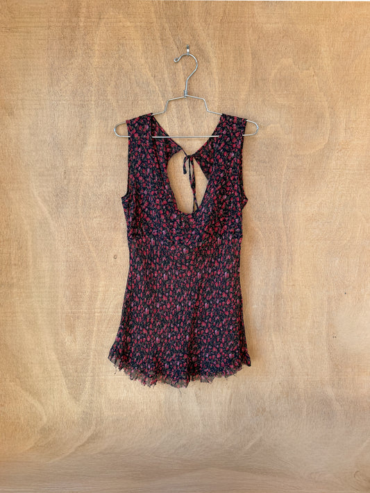 Semi-Sheer Rose Print Blouse