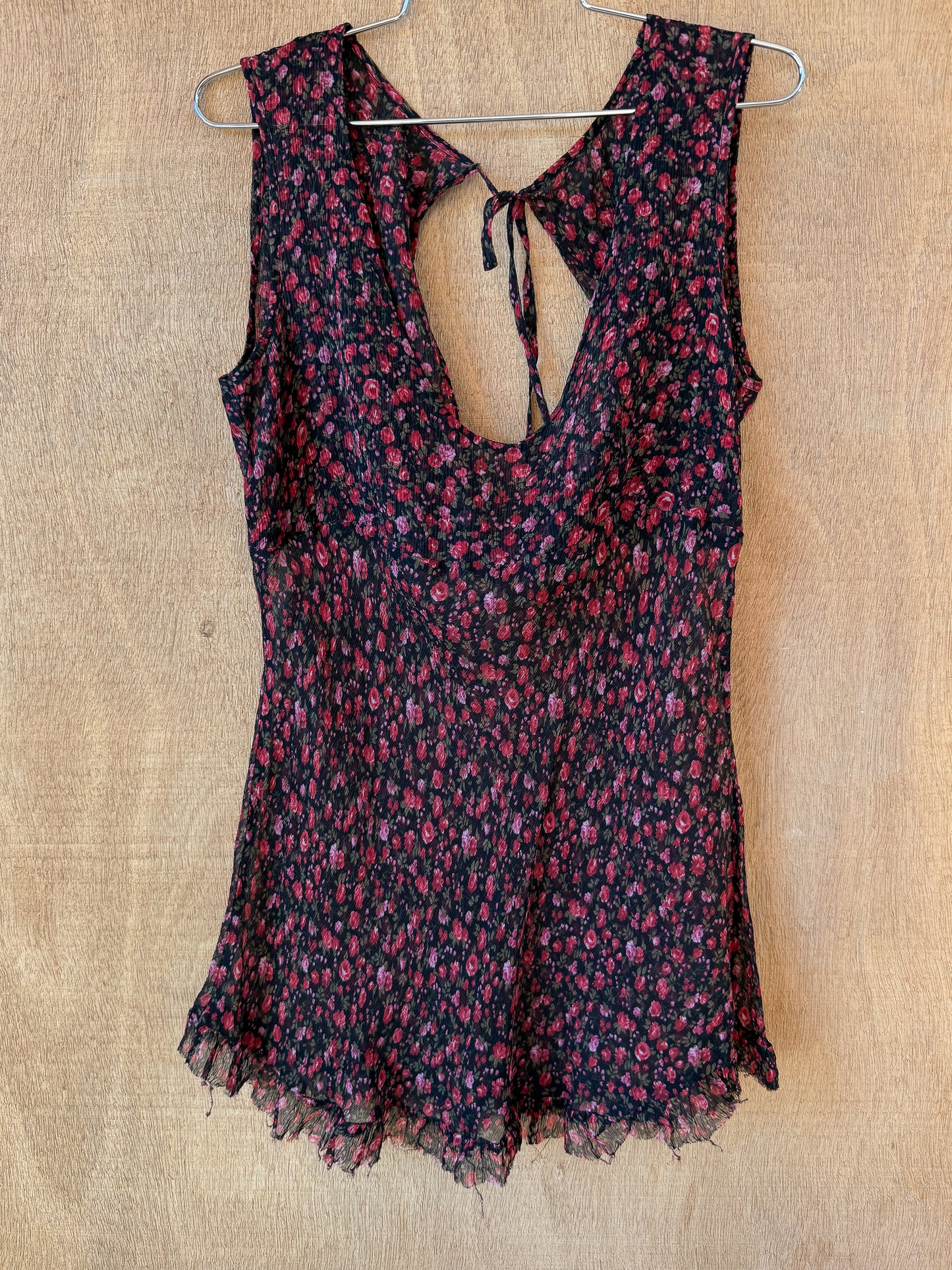 Semi-Sheer Rose Print Blouse