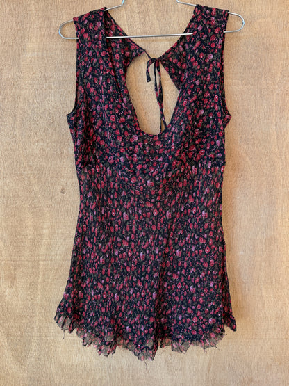 Semi-Sheer Rose Print Blouse