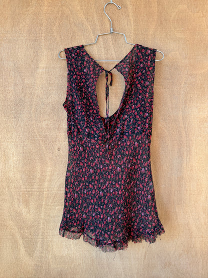 Semi-Sheer Rose Print Blouse