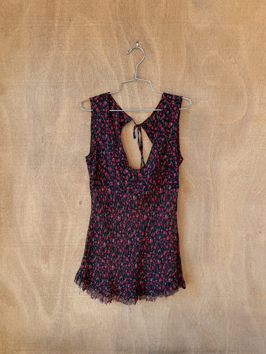 Semi-Sheer Rose Print Blouse