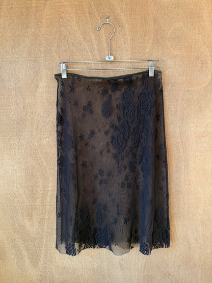 Sheer Floral Mesh Skirt