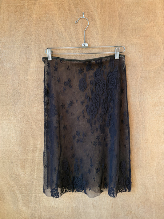 Sheer Floral Mesh Skirt