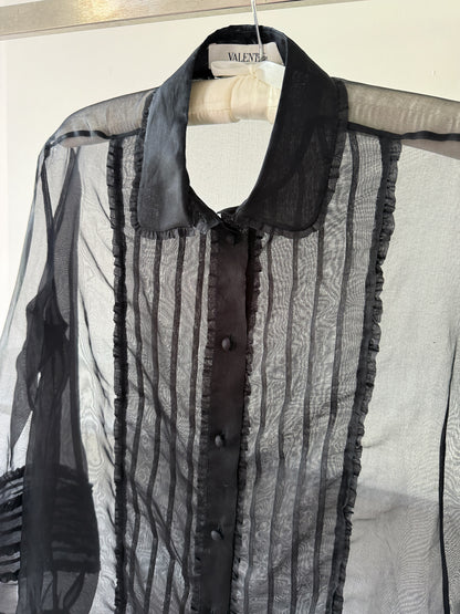 Valentino 2010s Sheer Silk Organza Blouse